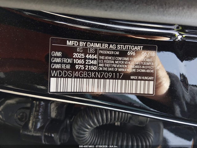 2019 Mercedes-benz Cla 250 4matic მანქანა იყიდება აუქციონზე, vin: WDDSJ4GB3KN709117, აუქციონის ნომერი: 45574603