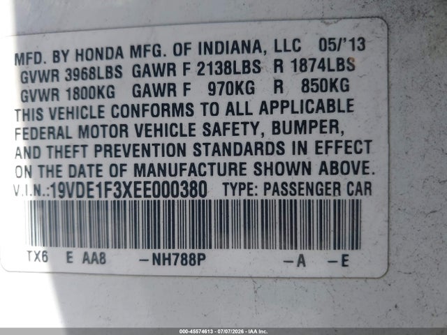 Acura Ilx 2.0l 2014 19VDE1F3XEE000380 Image 9