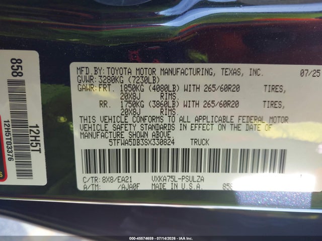 5TFWA5DB3SX330824 Toyota Tundra Limited
