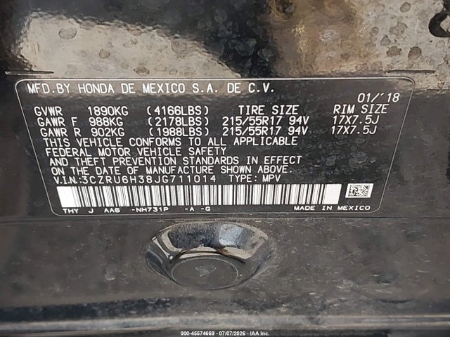 Honda HR-V LX 2018 3CZRU6H38JG711014 Image 9