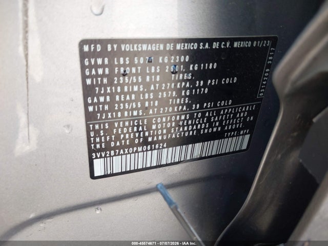 45574671 :رقم المزاد ، 3VV2B7AX0PM061624 vin ، 2023 Volkswagen Tiguan 2.0t Se مزاد بيع