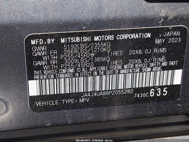 Aukcja sprzedaży 2023 Mitsubishi Outlander Se 2.5 S-awc, vin: JA4J4UA86PZ055282, numer aukcji: 45574675