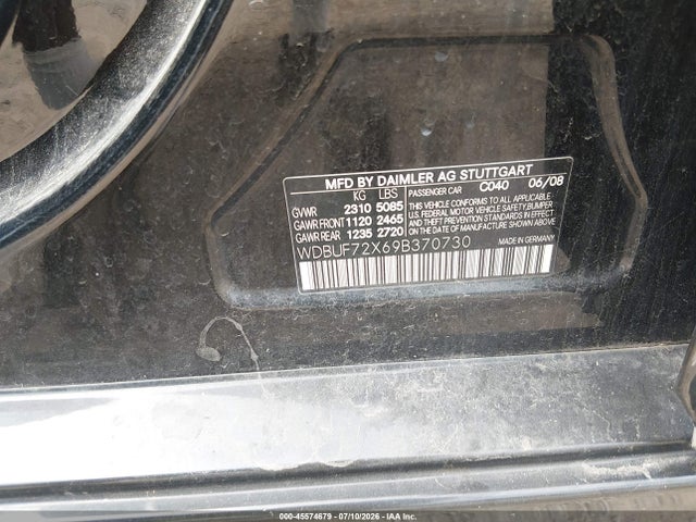 2009 Mercedes-benz E 550 მანქანა იყიდება აუქციონზე, vin: WDBUF72X69B370730, აუქციონის ნომერი: 45574679
