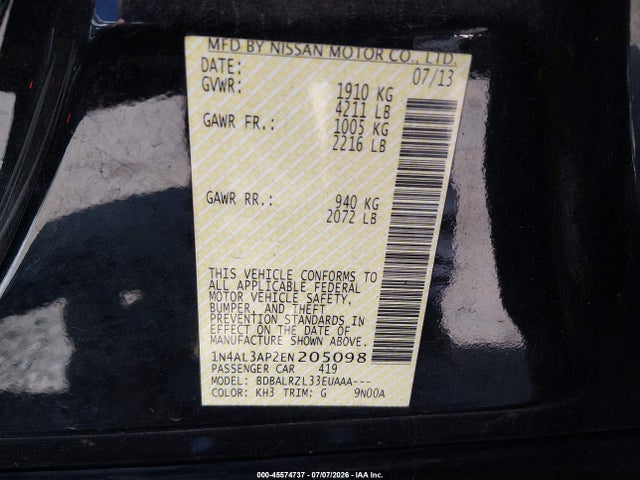 Nissan Altima 2.5 S 2014 1N4AL3AP2EN205098 Image 9