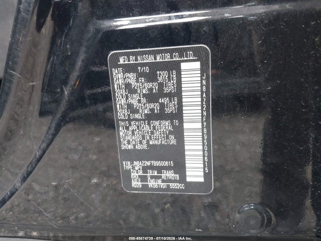 Продажа на аукционе авто 2011 Infiniti Qx56, vin: JN8AZ2NF7B9500615, номер лота: 45574739