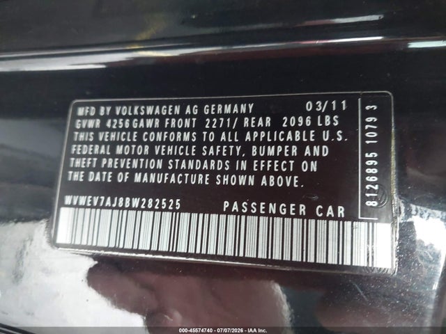 Продажа на аукционе авто 2011 Volkswagen Gti 2-door Autobahn, vin: WVWEV7AJ8BW282525, номер лота: 45574740