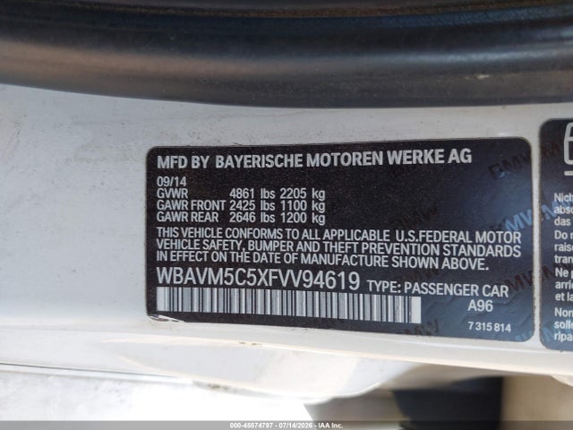 Продажа на аукционе авто 2015 Bmw X1 Xdrive35i, vin: WBAVM5C5XFVV94619, номер лота: 45574797