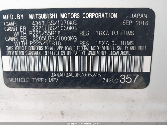 Продаж на аукціоні авто 2017 Mitsubishi Outlander Sport 2.0 Le, vin: JA4AR3AU0HZ005245, номер лоту: 45574875