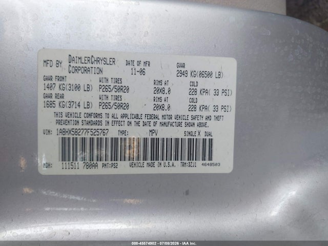Aukcja sprzedaży 2007 Chrysler Aspen Limited, vin: 1A8HX58277F525767, numer aukcji: 45574902
