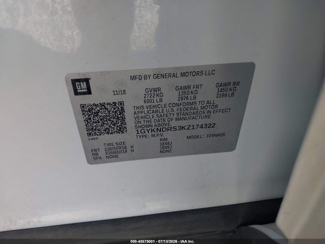Aukcja sprzedaży 2019 Cadillac Xt5 Luxury, vin: 1GYKNDRS3KZ174322, numer aukcji: 45575001