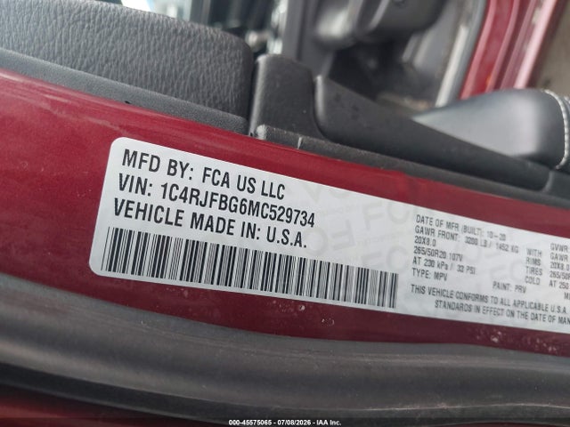Aukcja sprzedaży 2021 Jeep Grand Cherokee 80th Anniversary 4x4, vin: 1C4RJFBG6MC529734, numer aukcji: 45575065