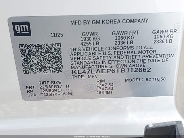 Продаж на аукціоні авто 2026 Buick Envista Preferred Fwd, vin: KL47LAEP6TB112662, номер лоту: 45575074