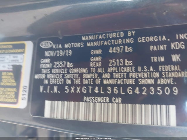 KIA Optima Lx 2020 5XXGT4L36LG423509 Image 9