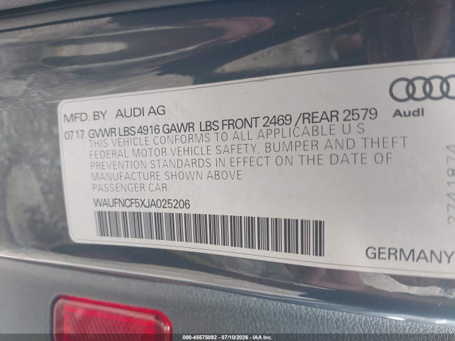 Продаж на аукціоні авто 2018 Audi A5 2.0t Premium, vin: WAUFNCF5XJA025206, номер лоту: 45575092