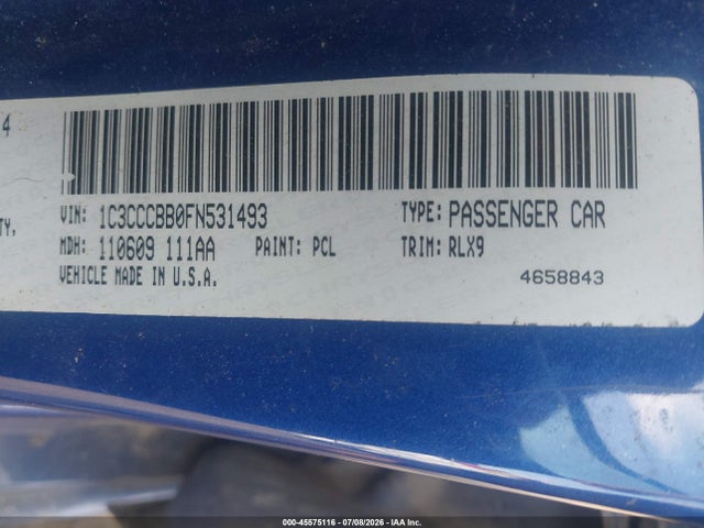 Aukcja sprzedaży 2015 Chrysler 200 S, vin: 1C3CCCBB0FN531493, numer aukcji: 45575116