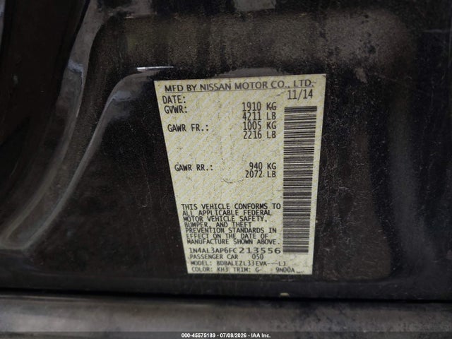 Nissan Altima 2.5 S 2015 1N4AL3AP6FC213556 Image 9