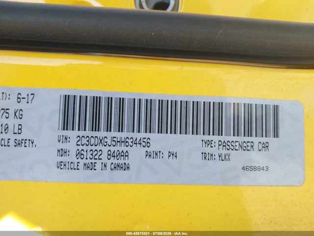 45575301 :رقم المزاد ، 2C3CDXGJ5HH634456 vin ، 2017 Dodge Charger Daytona 392 Rwd مزاد بيع