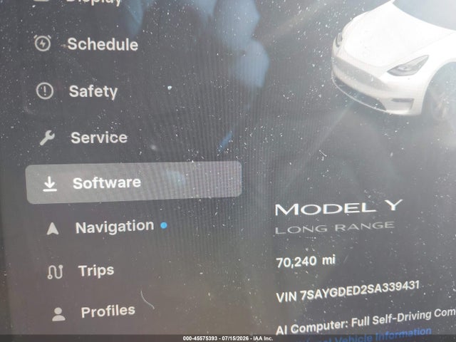 45575393 :رقم المزاد ، 7SAYGDED2SA339431 vin ، 2025 Tesla Model Y Long Range Dual Motor Rear-wheel Drive مزاد بيع