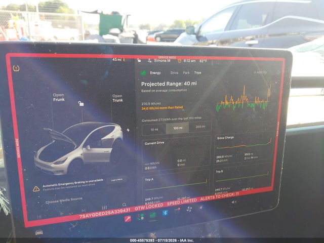 45575393 :رقم المزاد ، 7SAYGDED2SA339431 vin ، 2025 Tesla Model Y Long Range Dual Motor Rear-wheel Drive مزاد بيع