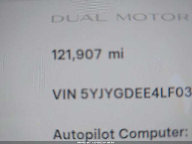 Aukcja sprzedaży 2020 Tesla Model Y Long Range Dual Motor All-wheel Drive, vin: 5YJYGDEE4LF038654, numer aukcji: 45575437