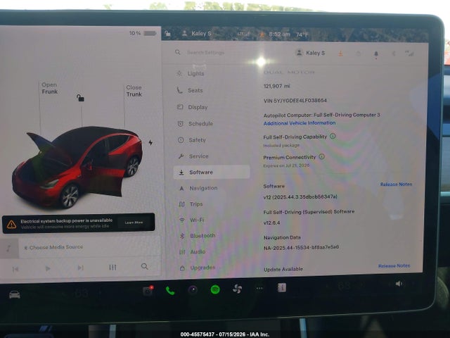 Aukcja sprzedaży 2020 Tesla Model Y Long Range Dual Motor All-wheel Drive, vin: 5YJYGDEE4LF038654, numer aukcji: 45575437