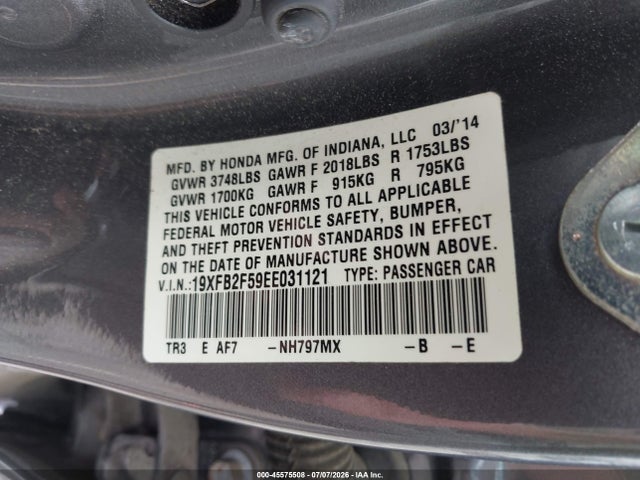 Honda Civic Lx 2014 19XFB2F59EE031121 Image 9