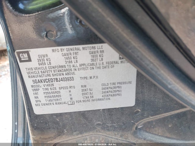Aukcja sprzedaży 2011 Buick Enclave 2xl, vin: 5GAKVCED7BJ403933, numer aukcji: 45575525