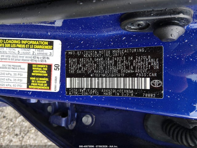 4T1B31HK2JU501019 Toyota Camry Hybrid Le