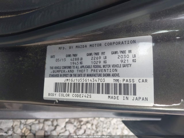 Продажа на аукционе авто 2016 Mazda Mazda6 I Sport, vin: JM1GJ1U55G1434703, номер лота: 45575613