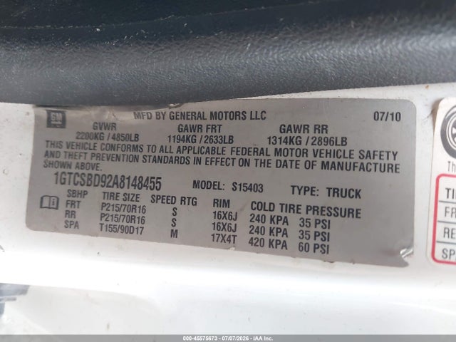 Продажа на аукционе авто 2010 Gmc Canyon Work Truck, vin: 1GTCSBD92A8148455, номер лота: 45575673
