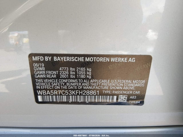 Aukcja sprzedaży 2019 Bmw 330i Xdrive, vin: WBA5R7C53KFH28861, numer aukcji: 45575681