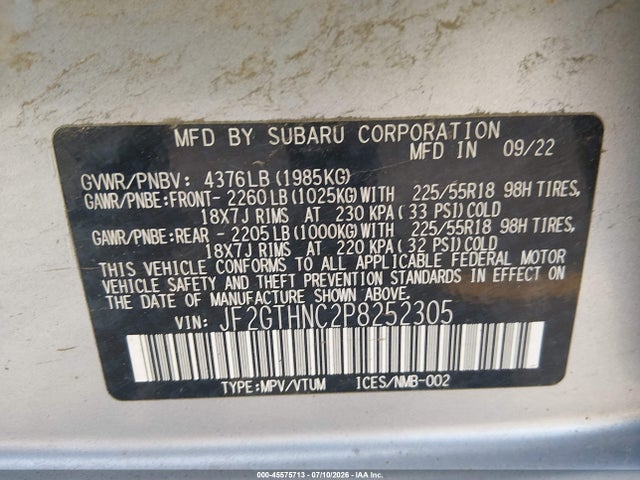 Продажа на аукционе авто 2023 Subaru Crosstrek Limited, vin: JF2GTHNC2P8252305, номер лота: 45575713