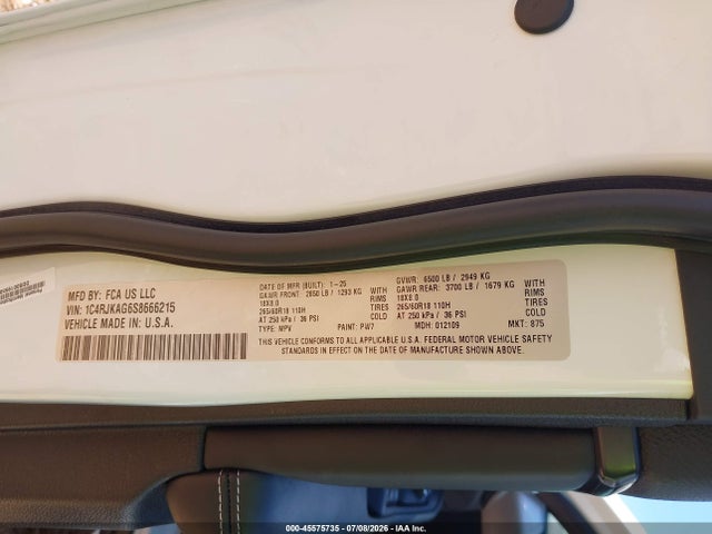 Продаж на аукціоні авто 2025 Jeep Grand Cherokee L Laredo X 4x4, vin: 1C4RJKAG6S8666215, номер лоту: 45575735