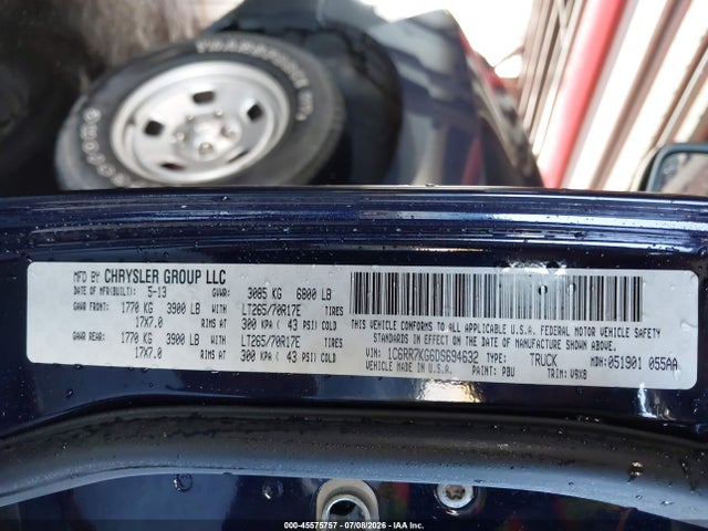 45575757 :رقم المزاد ، 1C6RR7KG6DS694632 vin ، 2013 Ram 1500 Tradesman مزاد بيع