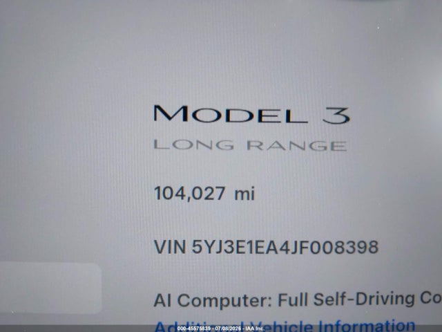 5YJ3E1EA4JF008398 Tesla Model 3 Long Range/mid Range