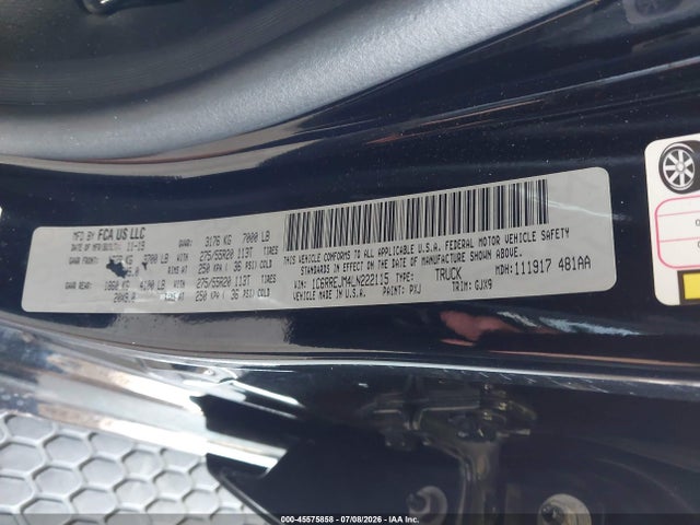 45575858 :رقم المزاد ، 1C6RREJM4LN222115 vin ، 2020 Ram 1500 Laramie  4x2 5'7 Box مزاد بيع