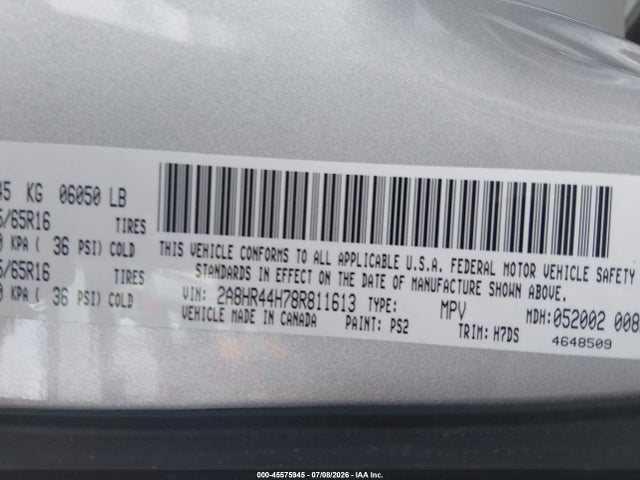 Продаж на аукціоні авто 2008 Chrysler Town & Country Lx, vin: 2A8HR44H78R811613, номер лоту: 45575945
