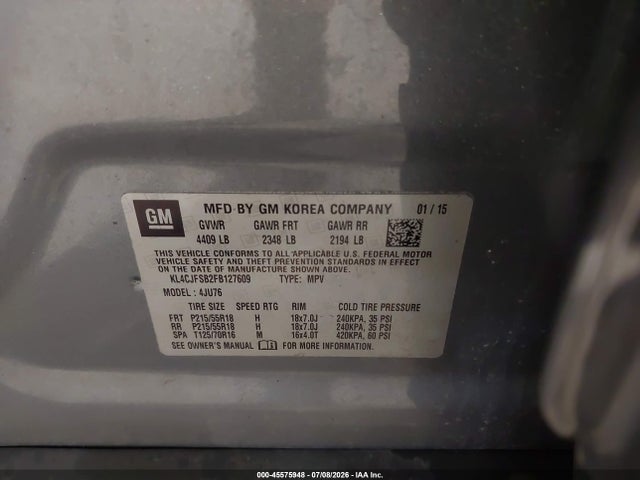 Продажа на аукционе авто 2015 Buick Encore Convenience, vin: KL4CJFSB2FB127609, номер лота: 45575948