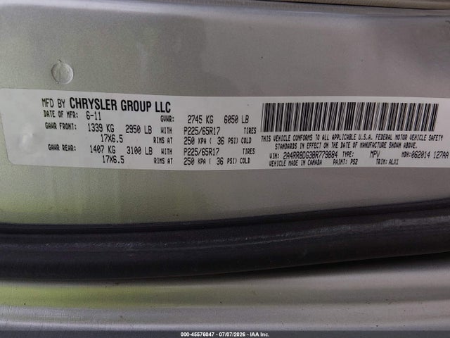 Aukcja sprzedaży 2011 Chrysler Town & Country Touring-l, vin: 2A4RR8DG3BR779884, numer aukcji: 45576047