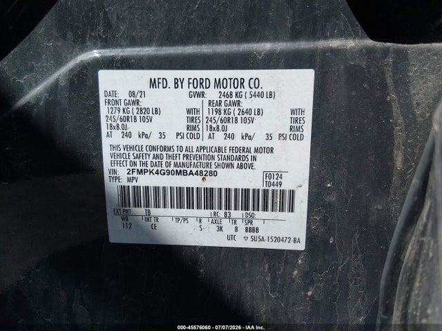 Ford EDGE SE 2021 2FMPK4G90MBA48280 Image 9