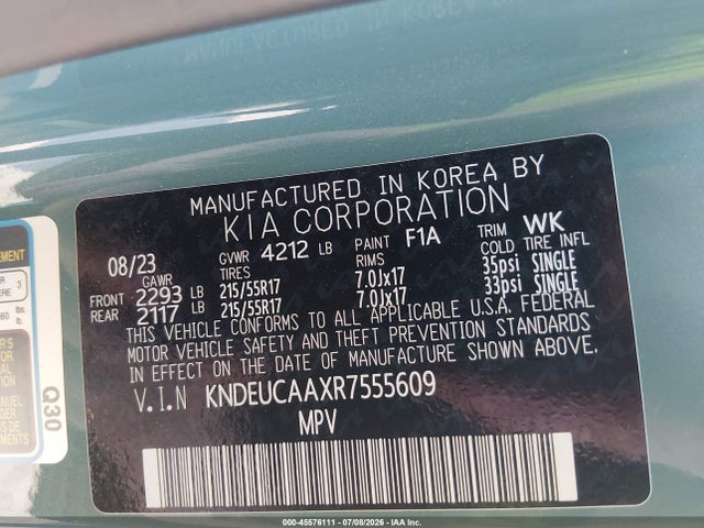 Продажа на аукционе авто 2024 Kia Seltos S, vin: KNDEUCAAXR7555609, номер лота: 45576111