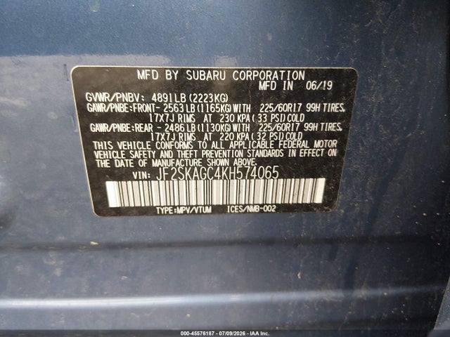 Subaru Forester Premium 2019 JF2SKAGC4KH574065 Image 9