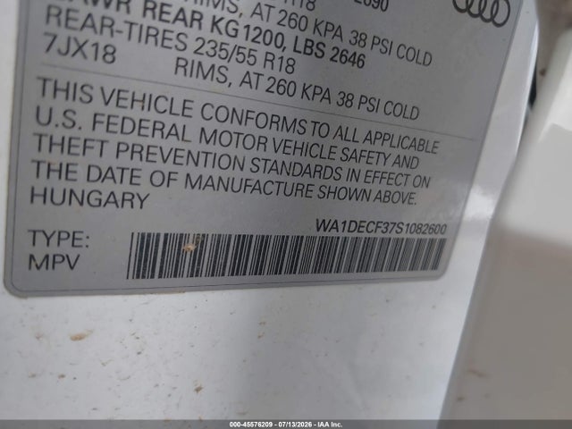 Продаж на аукціоні авто 2025 Audi Q3 Premium 45 Tfsi S Line Quattro Tiptronic, vin: WA1DECF37S1082600, номер лоту: 45576209