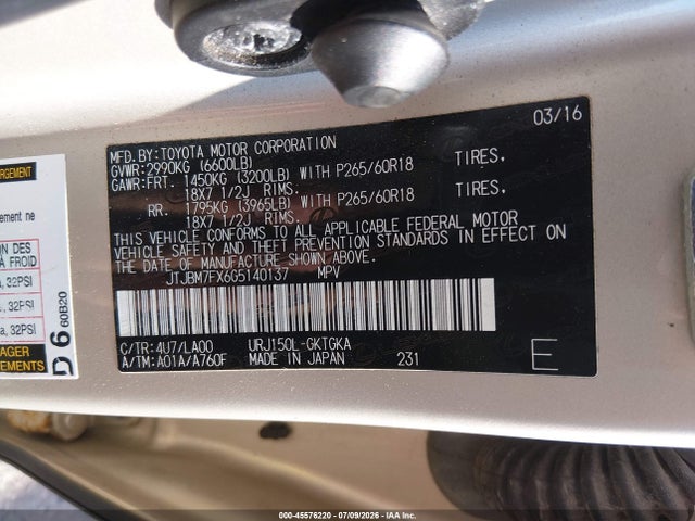 Продаж на аукціоні авто 2016 Lexus Gx 460, vin: JTJBM7FX6G5140137, номер лоту: 45576220