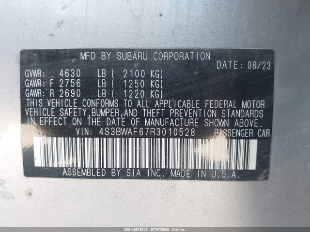 Продаж на аукціоні авто 2024 Subaru Legacy Premium, vin: 4S3BWAF67R3010528, номер лоту: 45576222