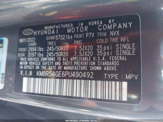 Aukcja sprzedaży 2023 Hyundai Palisade Limited, vin: KM8R54GE6PU490492, numer aukcji: 45576238