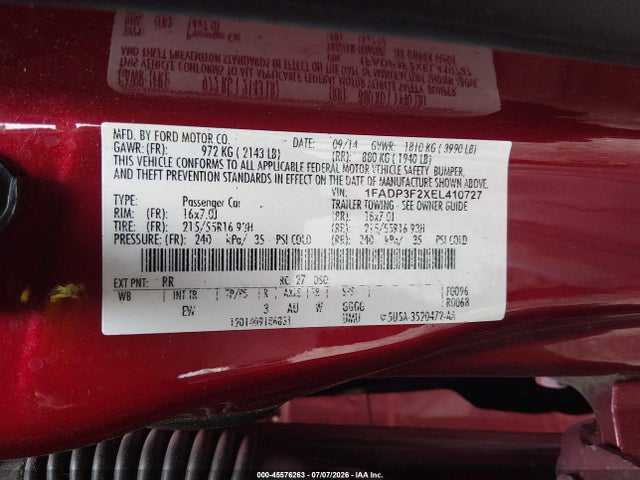Ford FOCUS SE 2014 1FADP3F2XEL410727 Image 9