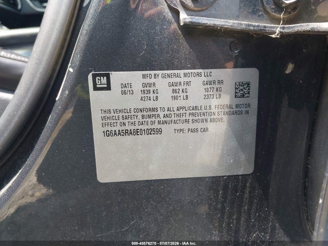 2014 Cadillac Ats Standard მანქანა იყიდება აუქციონზე, vin: 1G6AA5RA8E0102599, აუქციონის ნომერი: 45576270