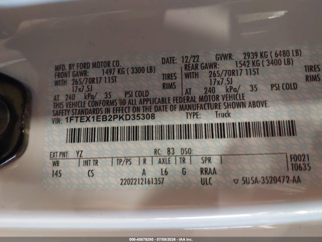 1FTEX1EB2PKD35308 Ford F-150 Xl