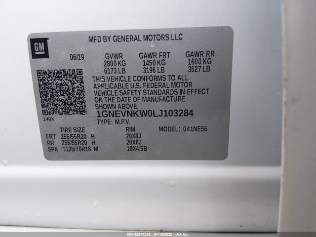 Продажа на аукционе авто 2020 Chevrolet Traverse Awd High Country, vin: 1GNEVNKW0LJ103284, номер лота: 45576292